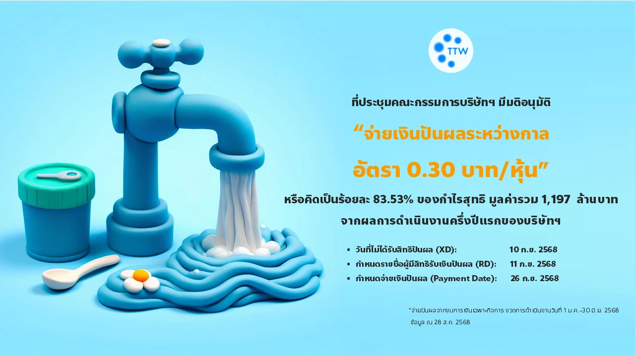 การจ่ายเงินปันผลระหว่างกาลแก่ผู้ถือหุ้น TTW