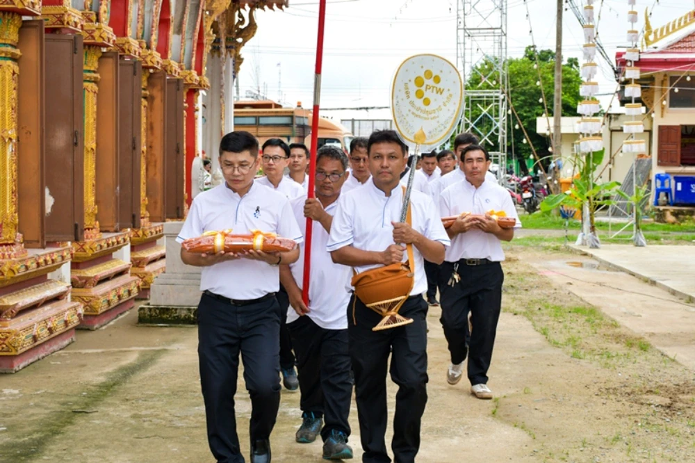 TTW participated in the annual Kathin ceremony in 2025 and raised the top of the Buddha image's umbrella at Wat Ban Phrao Nai, Pathum Thani Province