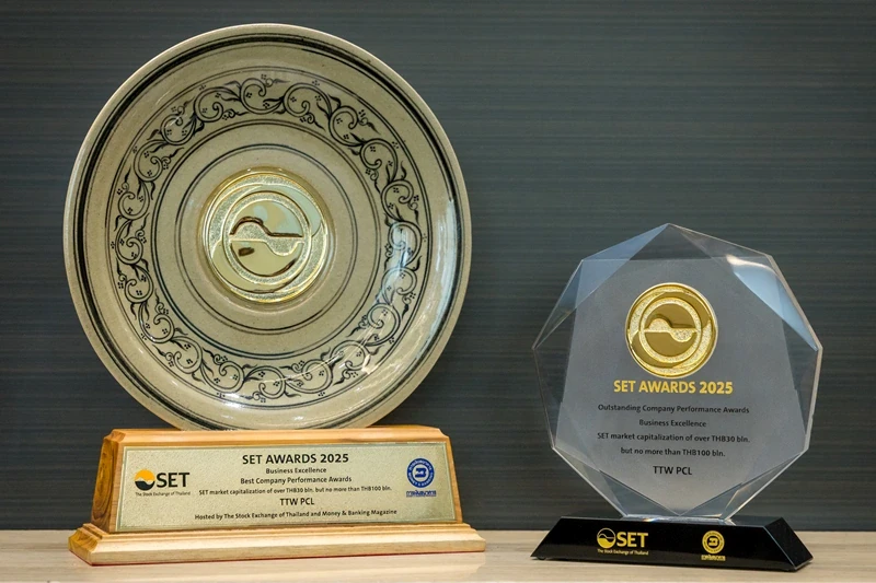 TTW คว้า 2 รางวัลบนเวที SET Awards 2025 สะท้อนความยอดเยี่ยมทางธุรกิจตอกย้ำความสำเร็จจากการดำเนินธุรกิจที่เติบโตอย่างมั่นคงและยั่งยืน