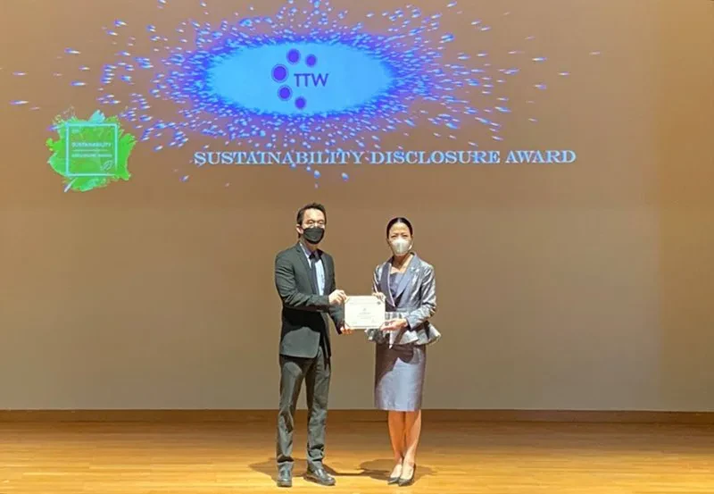 TTW รับรางวัลเกียรติคุณ Sustainability Disclosure Award ประจำปี 2564 จากสถาบันไทยพัฒน์ ต่อเนื่องเป็นปีที่ 3