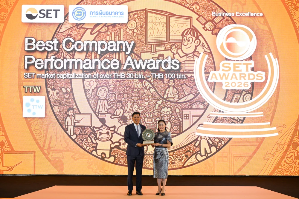 TTW has secured three prestigious awards at the SET Awards 2026, reflecting its business excellence and underscoring its success in achieving stable and sustainable growth.