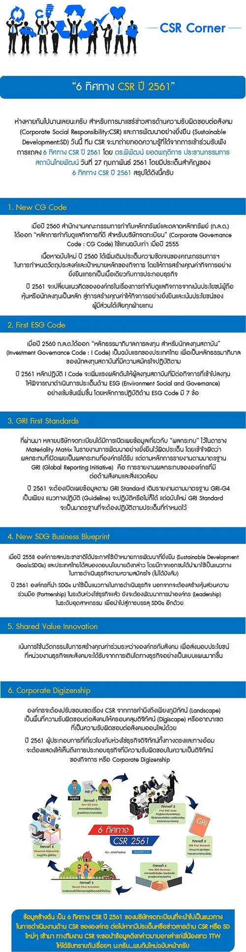 ประชาสัมพันธ์ข่าวสารด้านความยั่งยืน ครั้งที่ 1 ปี 2561