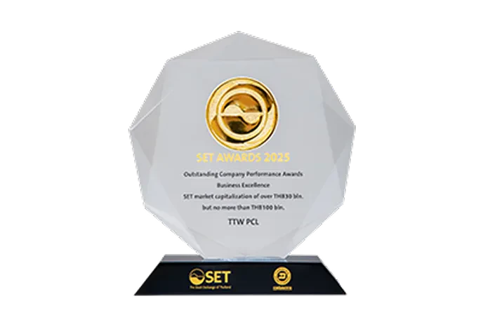 TTW รับโล่บริษัทจดทะเบียนที่มีผลการดำเนินงานดีเด่น กลุ่มรางวัล Business Excellence